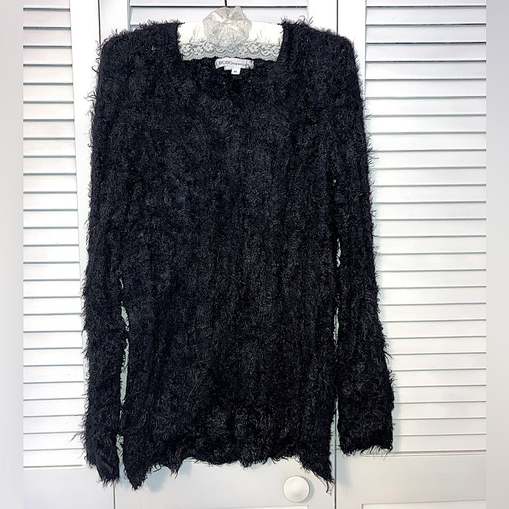 BCBG Generation fuzzy black sweater